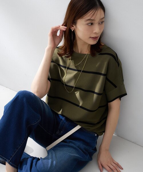 ニット セーター 「古畑星夏さん着用/11色展開/体型カバー」前後2WAYフレンチスリーブニット レディースの画像