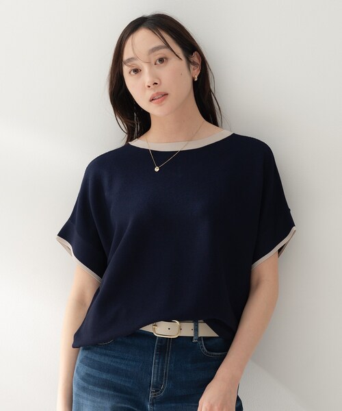 ニット セーター 「古畑星夏さん着用/11色展開/体型カバー」前後2WAYフレンチスリーブニット レディースの画像