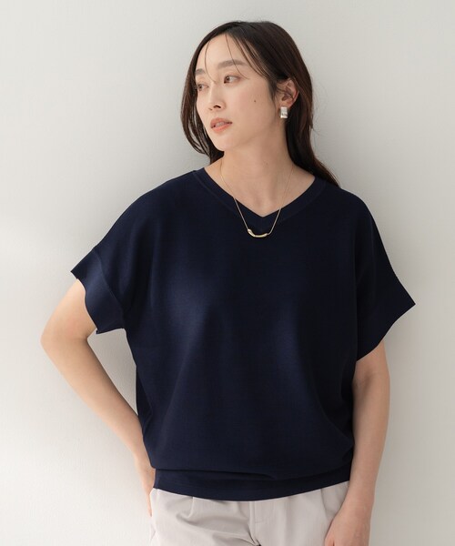 ニット セーター 「古畑星夏さん着用/11色展開/体型カバー」前後2WAYフレンチスリーブニット レディースの画像