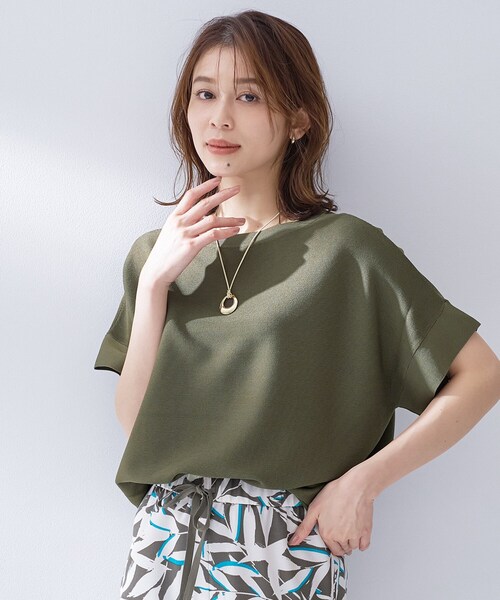 ニット セーター 「古畑星夏さん着用/11色展開/体型カバー」前後2WAYフレンチスリーブニット レディースの画像