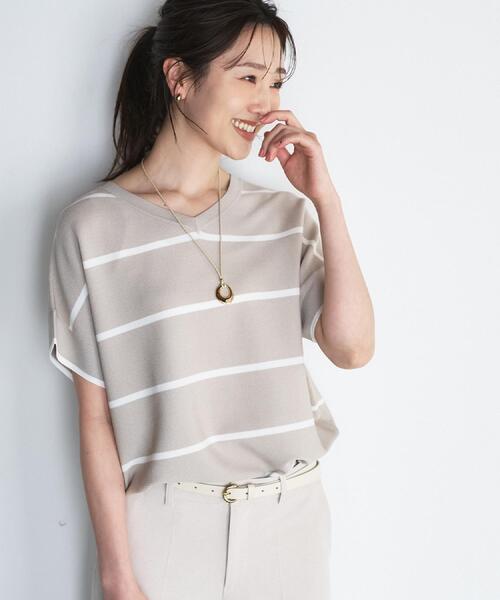 ニット セーター 「古畑星夏さん着用/11色展開/体型カバー」前後2WAYフレンチスリーブニット レディースの画像
