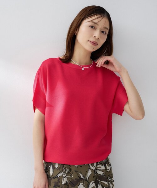 ニット セーター 「古畑星夏さん着用/11色展開/体型カバー」前後2WAYフレンチスリーブニット レディースの画像