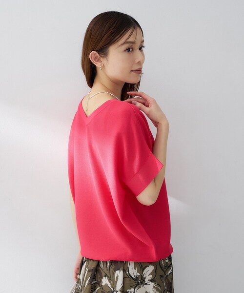 ニット セーター 「古畑星夏さん着用/11色展開/体型カバー」前後2WAYフレンチスリーブニット レディースの画像
