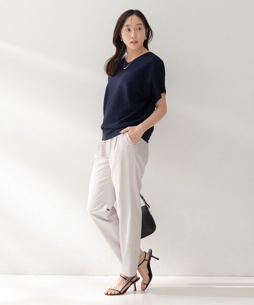 ニット セーター 「古畑星夏さん着用/11色展開/体型カバー」前後2WAYフレンチスリーブニット レディースの画像