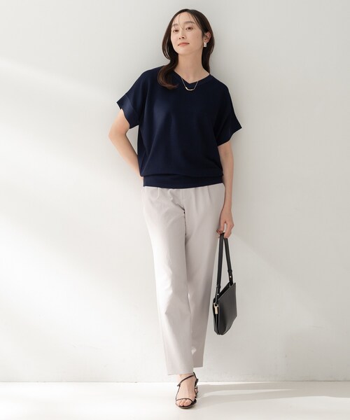 ニット セーター 「古畑星夏さん着用/11色展開/体型カバー」前後2WAYフレンチスリーブニット レディースの画像