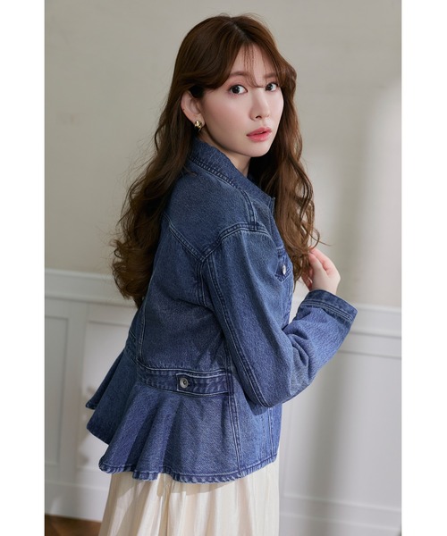 Her lip to デニムジャケット gジャン Peplum Back Denim Jacket
