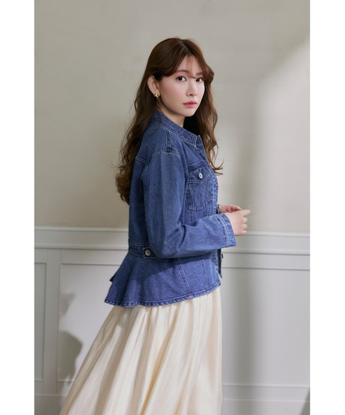 Her lip to デニムジャケット gジャン Peplum Back Denim Jacket