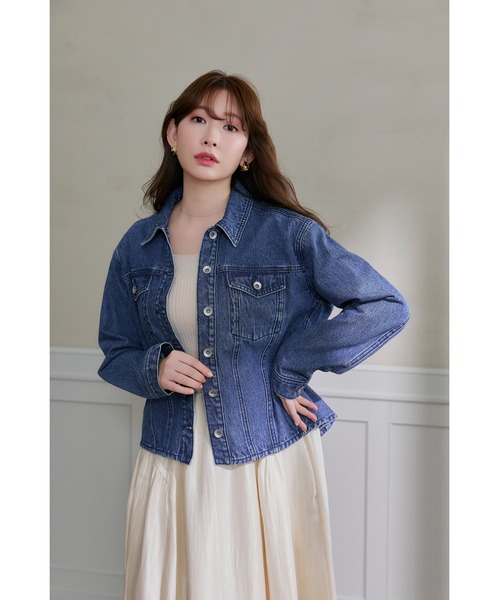 Her lip to デニムジャケット gジャン Peplum Back Denim Jacket