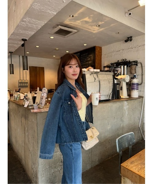 Her lip to デニムジャケット gジャン Peplum Back Denim Jacket