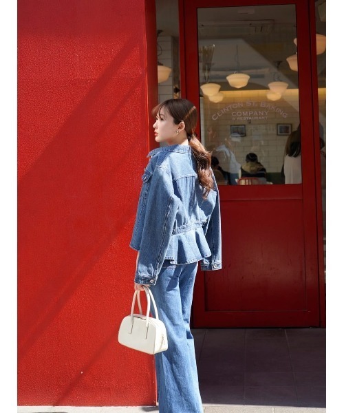 Her lip to デニムジャケット gジャン Peplum Back Denim Jacket