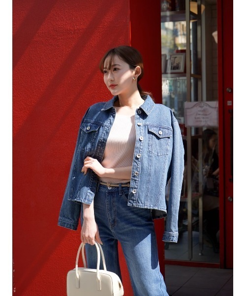 Her lip to デニムジャケット gジャン Peplum Back Denim Jacket