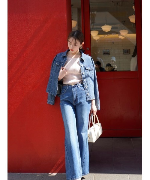 Her lip to デニムジャケット gジャン Peplum Back Denim Jacket