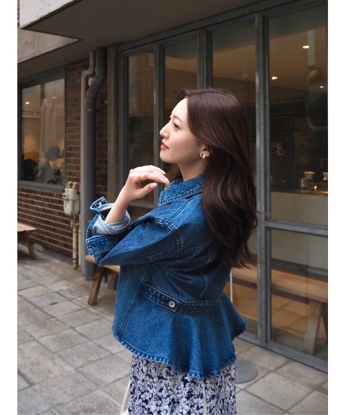Her lip to デニムジャケット gジャン Peplum Back Denim Jacket