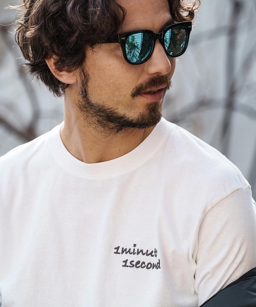 「1minute 1second」 半袖Tシャツ L ブラック×ブルー メンズ_画像2
