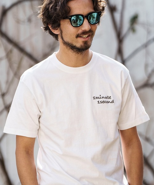 「1minute 1second」 半袖Tシャツ L ブラック×ブルー メンズ_画像3