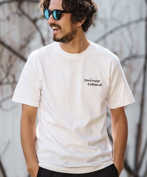 「1minute 1second」 半袖Tシャツ L ブラック×ブルー メンズ_画像4