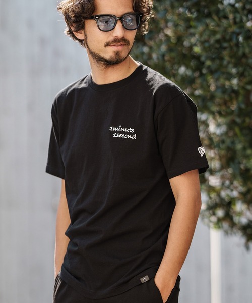 「1minute 1second」 半袖Tシャツ L ブラック×ブルー メンズ_画像8