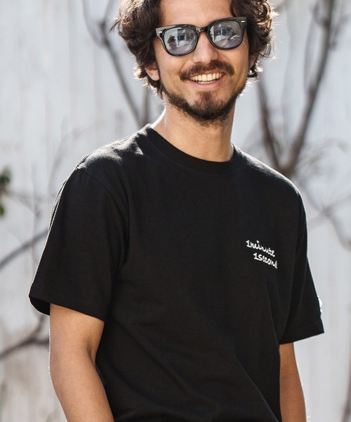 「1minute 1second」 半袖Tシャツ L ブラック×ブルー メンズ_画像9