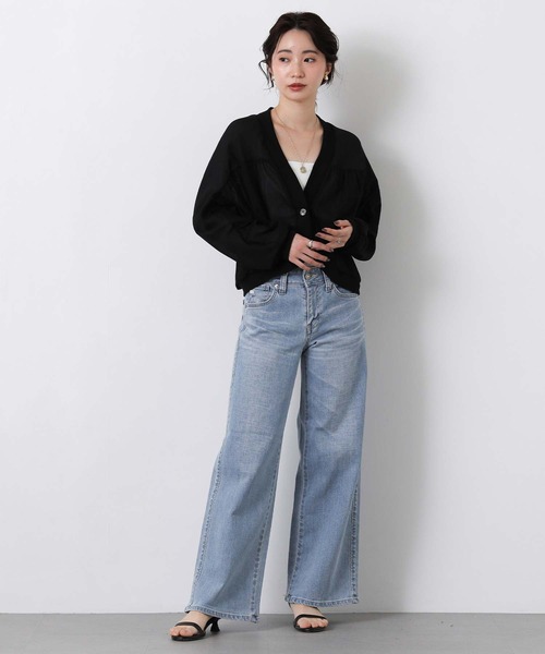 ワイドパンツ ジーンズ デニム デニムパンツ ＬＩＳＡセミワイド レディースの画像