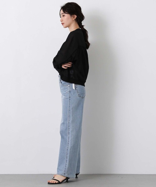 ワイドパンツ ジーンズ デニム デニムパンツ ＬＩＳＡセミワイド レディースの画像