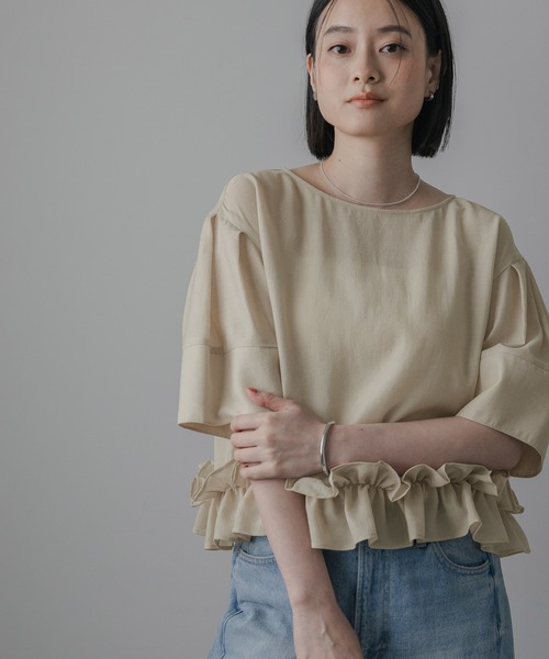 ブラウス シャツ 「接触冷感」フリルヘムブラウス レディースの画像