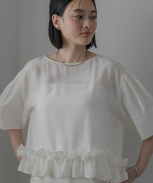 ブラウス シャツ 「接触冷感」フリルヘムブラウス レディースの画像