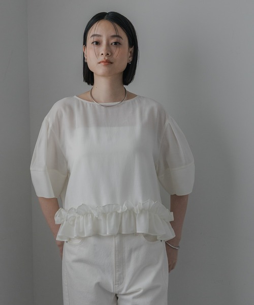 ブラウス シャツ 「接触冷感」フリルヘムブラウス レディースの画像