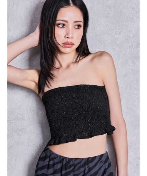 d.i.a. ブラック　ラメ　ベアトップ GYDA（ジェイダ） チューブトップ ベアトップ ラメチュール