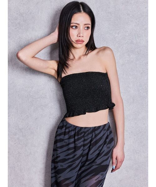 GYDA（ジェイダ） チューブトップ ベアトップ ラメチュール 