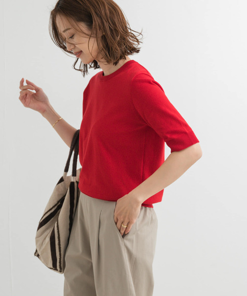 「URBAN RESEARCH DOORS」 半袖ニット MEDIUM チャコールグレー レディース_画像3