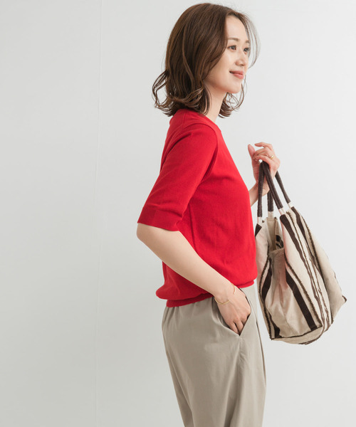 「URBAN RESEARCH DOORS」 半袖ニット MEDIUM チャコールグレー レディース_画像6