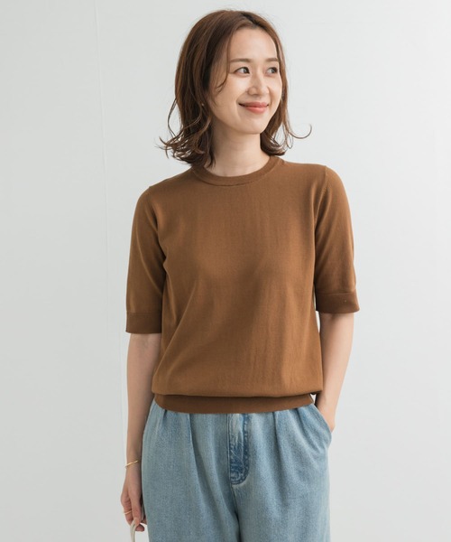 「URBAN RESEARCH DOORS」 半袖ニット MEDIUM チャコールグレー レディース_画像9