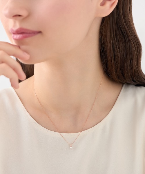 ネックレス 「6月誕生石」K10ピンクゴールド ムーンストーン ネックレス レディースの画像