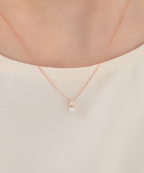 ネックレス 「6月誕生石」K10ピンクゴールド ムーンストーン ネックレス レディースの画像