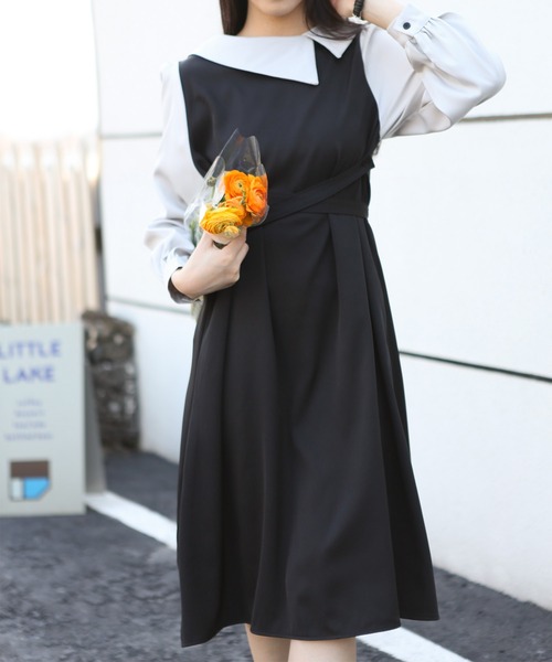 「MAISON DE THERESE」 「i love do do」長袖ワンピース LARGE ブラック レディース_画像2