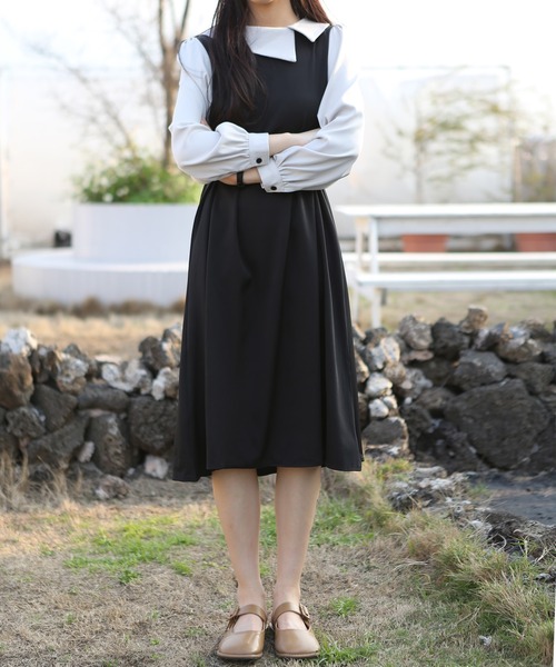 「MAISON DE THERESE」 「i love do do」長袖ワンピース LARGE ブラック レディース_画像3