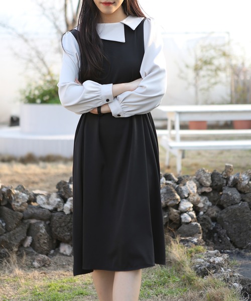 「MAISON DE THERESE」 「i love do do」長袖ワンピース LARGE ブラック レディース_画像4