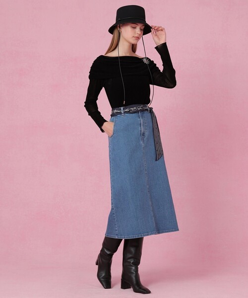ANAYI（アナイ） デニムスカート ストレッチデニムトラペーズ スカート