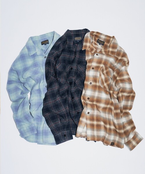 PENDLETON チェック柄 長袖シャツ ネイビー ブラウン PENDLETON（ペンドルトン） シャツ 「別注」「PENDLETON」チェック