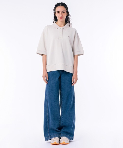 「LACOSTE」 半袖ポロシャツ 38 ベージュ レディース_画像6