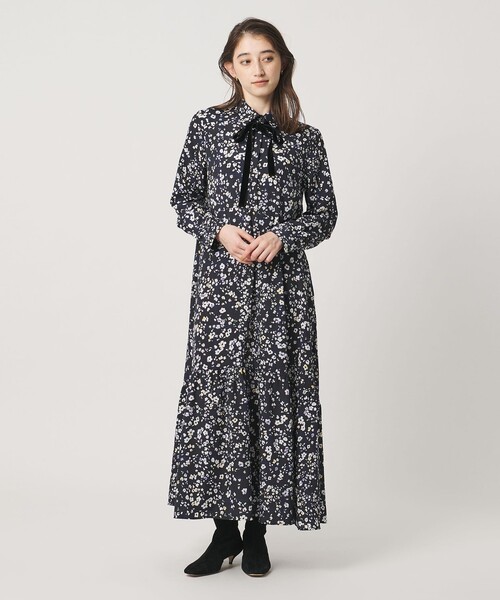 美品UNITED ARROWS チェック柄 半袖ワンピース38 UNITED ARROWS（ユナイテッドアローズ） ワンピース チェック フラワー