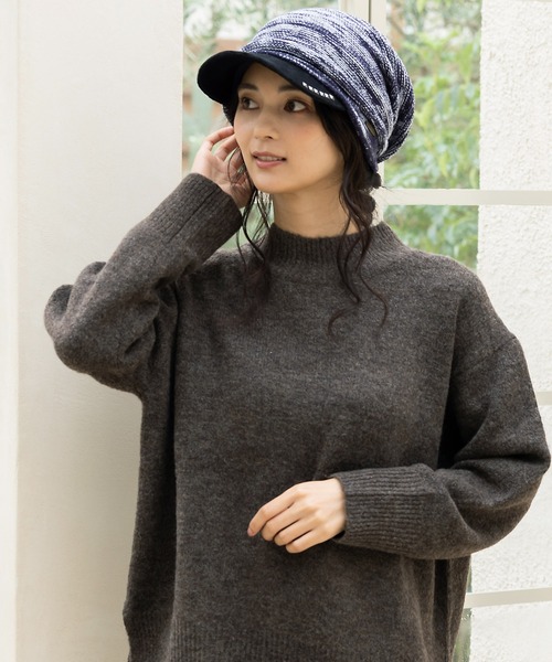 QUEENHEAD キャップ 帽子 つば付き アクセントニットキャップ