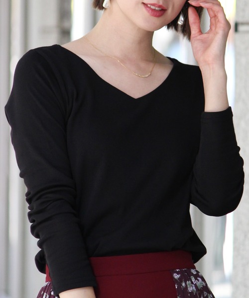 tシャツ コットンVネックシャツ レディース