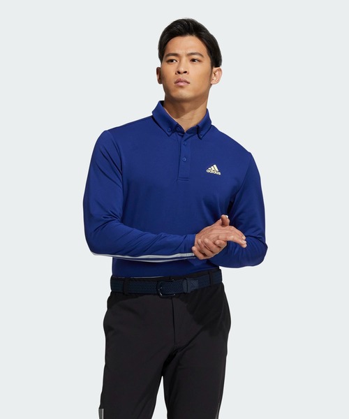 ポロシャツ プライムグリーン スリーストライプス 保温 長袖ボタンダウンシャツ【adidas Golf/アディダスゴルフ】02