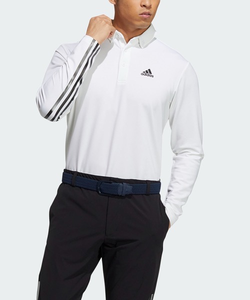 ポロシャツ プライムグリーン スリーストライプス 保温 長袖ボタンダウンシャツ【adidas Golf/アディダスゴルフ】04