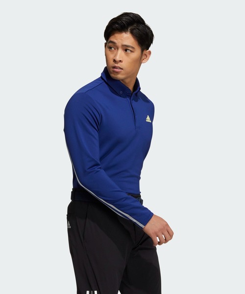 ポロシャツ プライムグリーン スリーストライプス 保温 長袖ボタンダウンシャツ【adidas Golf/アディダスゴルフ】21