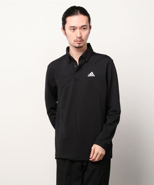 ポロシャツ プライムグリーン スリーストライプス 保温 長袖ボタンダウンシャツ【adidas Golf/アディダスゴルフ】23
