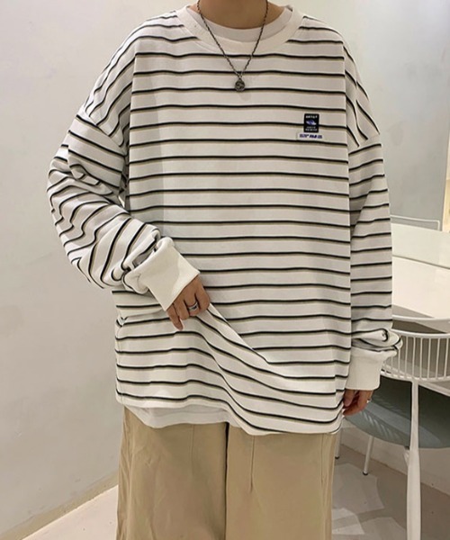 Tシャツ Tシャツ ワンポイントワッペンボーダーロンｔ Zozotown Yahoo 店 通販 Yahoo ショッピング