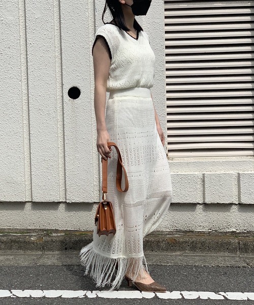 PLEATS PLEASE 美しい透かし編みセットアップ Jewelobe セットアップ 透かし編みレースフリンジセットアップ