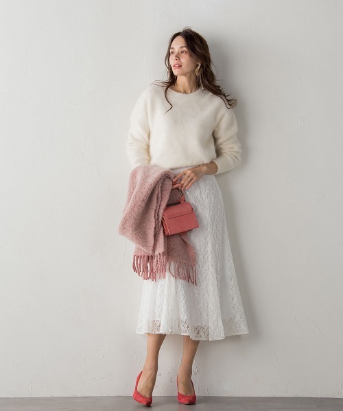 Viaggio Blu（ビアッジョブルー） スカート ラッセル起毛レース